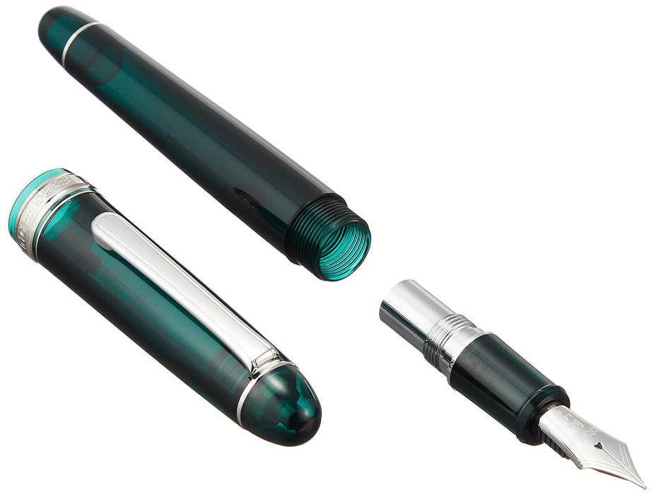 Platinum Fountain Pen 3776 Century - Fine Point Dual-Use Laurel Green Rhodium Finish