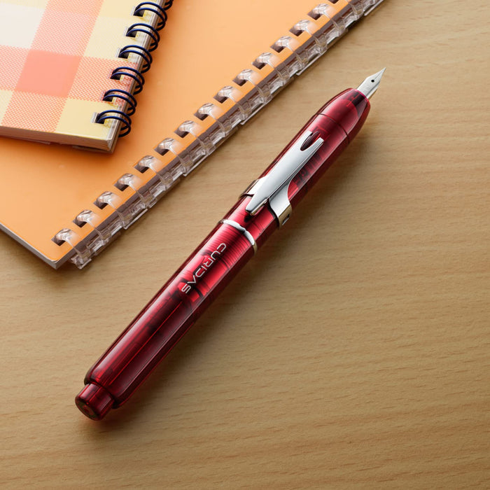 Platinum Curidas Retractable Grand Red Fountain Pen Fine Point Love Kanji Sticker 5.5x0.56 in