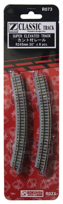 Rokuhan Z Gauge R073 Canted Rail R245-30 Degree Set 6 Pieces