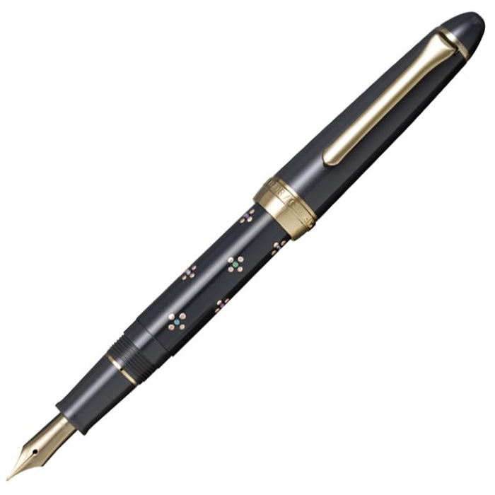 Sailor Classic Ko Makie Bunbo Floret Dot Gray Fountain Pen - SV GT Fine Point F 10-3547-221