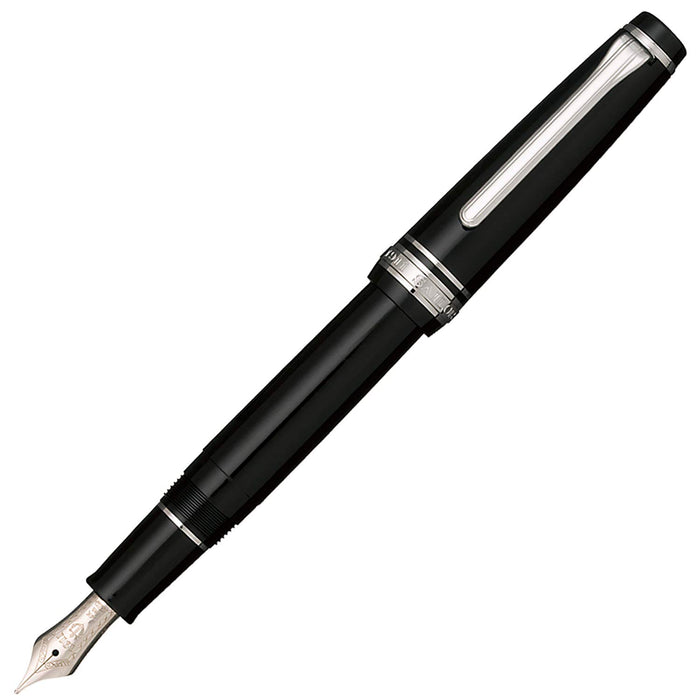 Sailor Professional Gear Slim Silver Black Fountain Pen Medium Point 11-1222-420