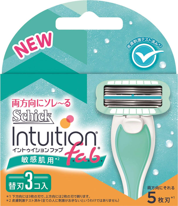 Schick Intuition Fab 女用敏感肌膚替換刀片 3 件裝