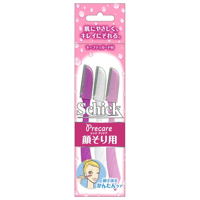 Schick Women鈥檚 L Disposable Razor for Face and Eyebrows with Safety Guard 3-Piece Set