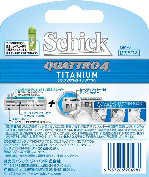 Schick Quattro Titanium 4 Blade Replacements Pack of 8