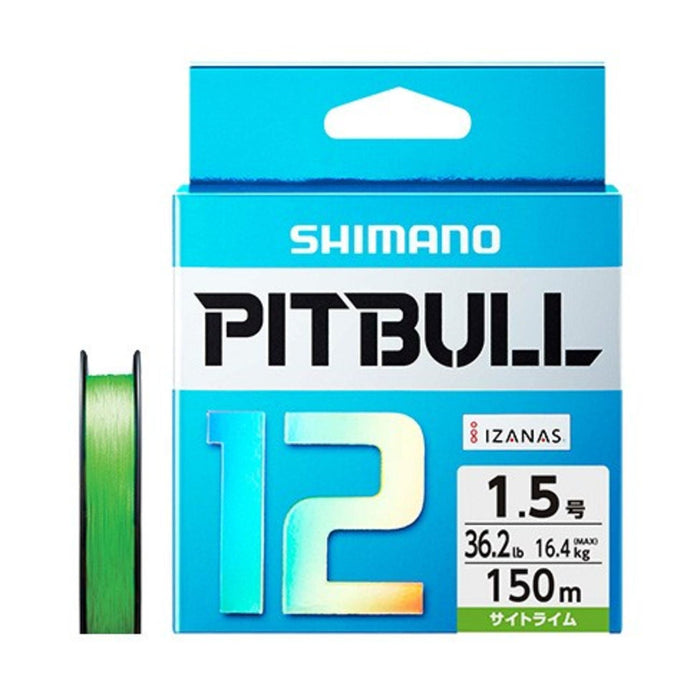 Shimano Pitbull 12 股編織 150M 視線石灰 36.2 磅 1.5 Pe 線