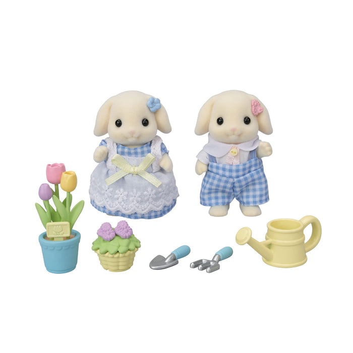 Epoch Sylvanian Families Flora Rabbit Siblings 玩偶和家具套装玩具娃娃屋适合 3 岁以上儿童