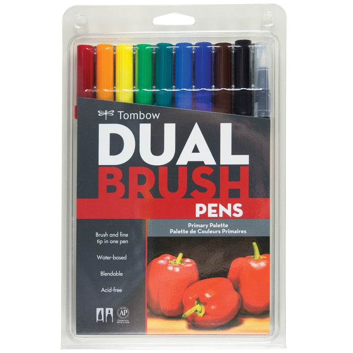 Tombow Dual Brush Pen Set AB-T10CPR Primary Colors Pack of 10