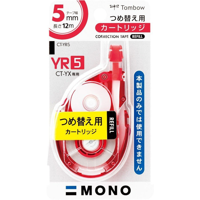 Tombow Mono YX 修正带盒 5mm 宽度 12M 红色 10 件装