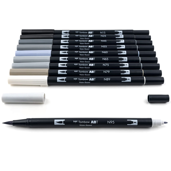 Tombow 灰階雙毛筆 10 支裝 - 進口 Tombow 產品