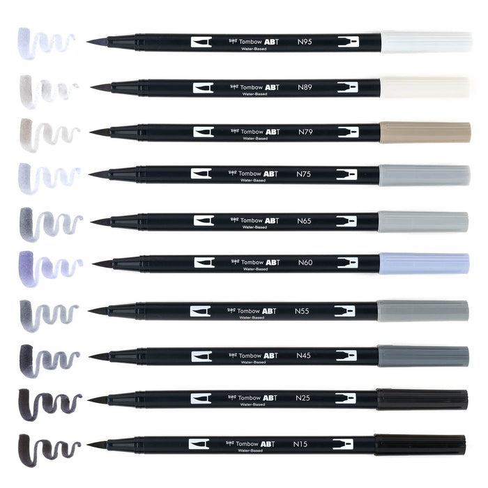 Tombow 灰度双头毛笔 10 支装 - 进口 Tombow 产品