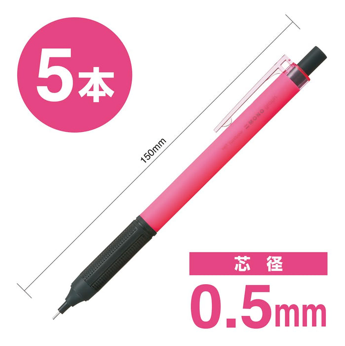 Tombow Monograph Light Mechanical Pencil 0.5mm Neon Pink Pack of 5