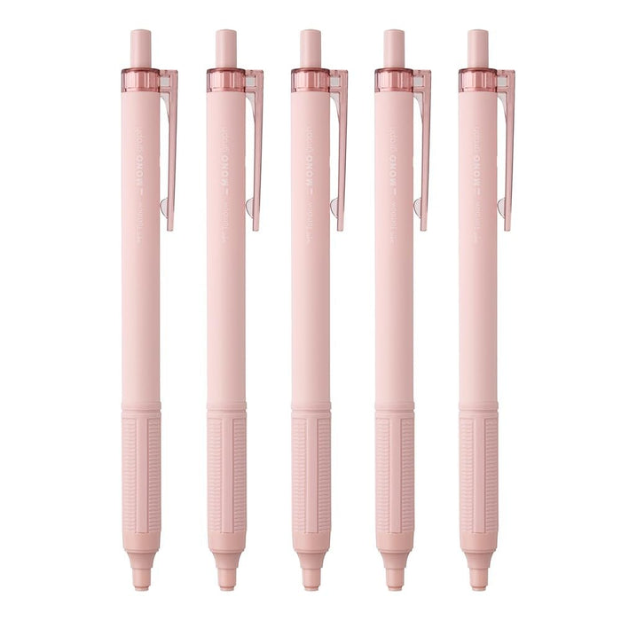 Tombow Monograph Light Ballpoint Pen 0.38mm Black Ink Smoky Pink Shaft 5 Pack