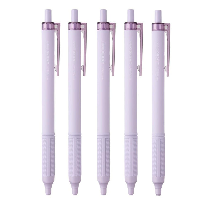 Tombow Monograph Light Ballpoint Pen 0.5mm Black Ink Smoky Purple Shaft 5 Pack