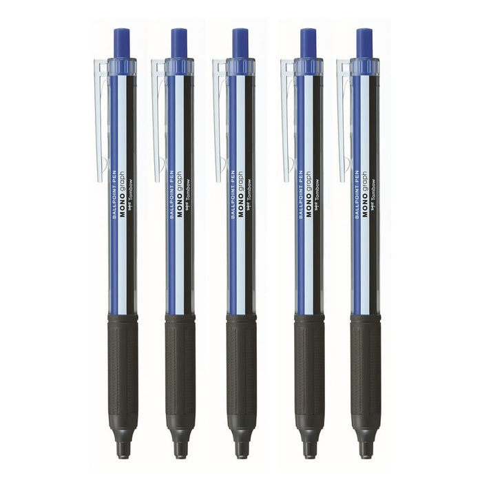 Tombow Blue Ink 0.5mm Mono Graph Light Oil-Based Ballpoint Pen Axis Color 5 Pack