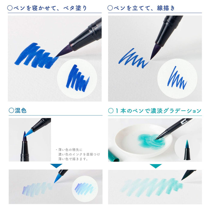 Tombow 雙毛筆套裝 6 種鮮豔顏色 - 花式 AB-T6CFN 鉛筆毛筆