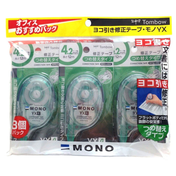 Tombo 3-Pack Mono Pencil Correction Tape Tombow Mono Yx 4.2mm Kcc-344