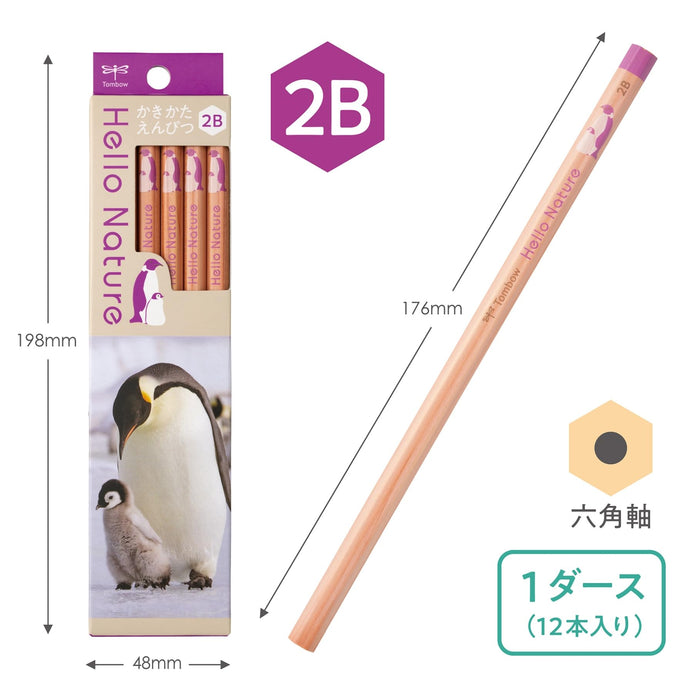 Tombow 2B Drawing Pencil Hello Nature Emperor Penguin Design Artistic Pencil