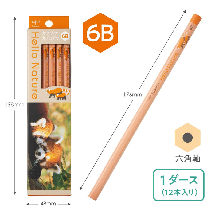 Tombow 6B Pencil for Drawing Hello Nature Red Panda Design Kb-Khnlp2-6B