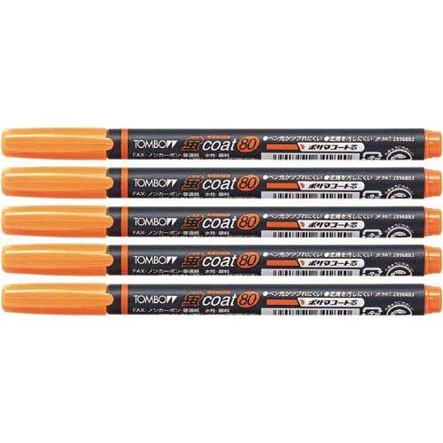 Tombow Firefly Orange Fluorescent Marker Pencil 80 Coat Pack of 5