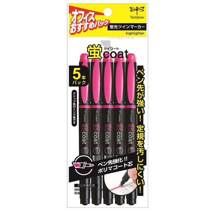 Tombow Fluorescent Pink Pencil Highlighter 5-Piece Set - GCB-512