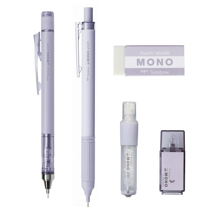 Tombow Mono Mineral Sheer Purple 自动铅笔 0.5 毫米和文具套装