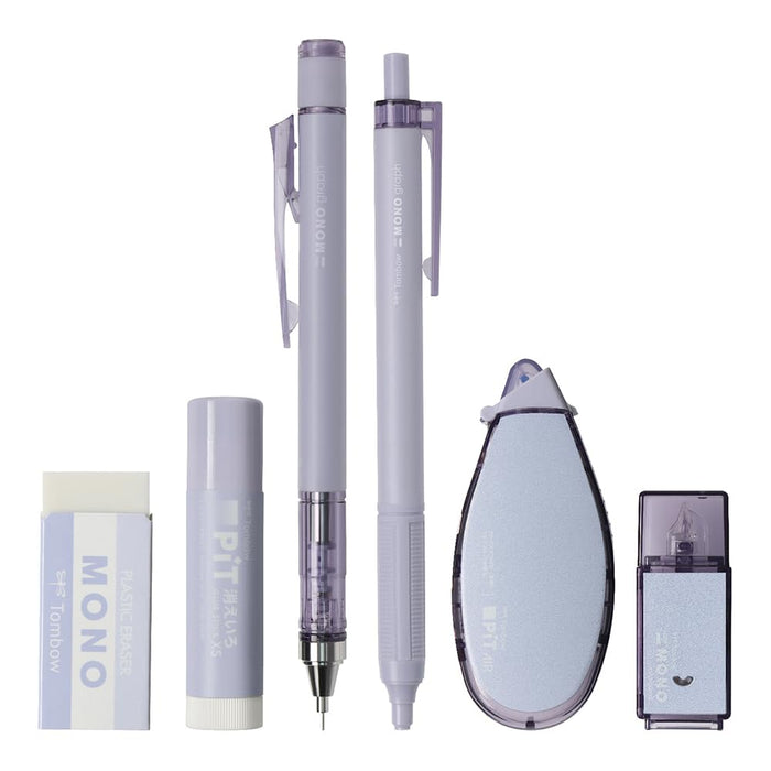 Tombow Mono Pit 铅笔套装 0.3 毫米 6 支灰色和薰衣草色自动文具