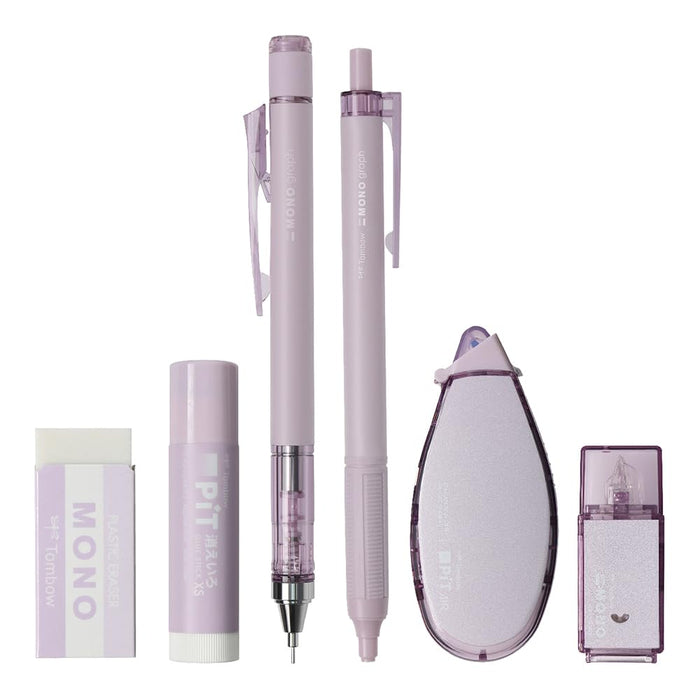 Tombow Mono Pit 6-Piece Mechanical Pencil Set Ash Mauve Color 0.3mm Pcc-643Daz