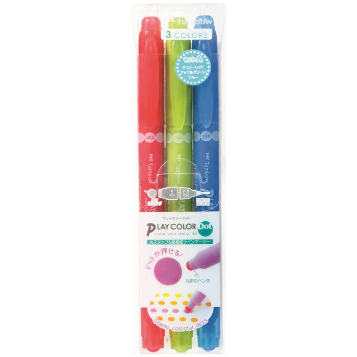 Tombow Water-Based Signature Pen Pencil Play Color Dot 3 Set A GCE-311A