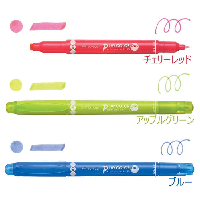 Tombow Water-Based Signature Pen Pencil Play Color Dot 3 Set A GCE-311A