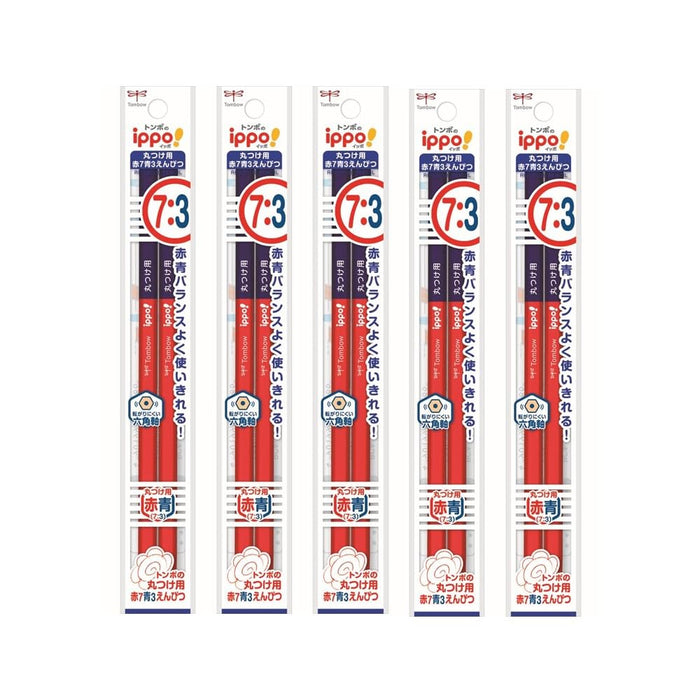 Tombow Ippo! 10 Piece Pack - 7 Red and 3 Blue Round Marking Pencils BCA-263-5P