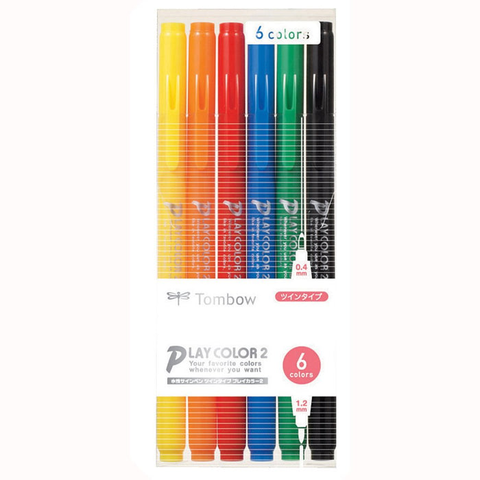 Tombow Play Color 2 签名笔水性 6 色套装 - Gcb-611