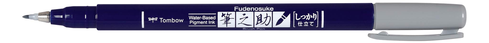 Tombow Fudenosuke Water-Based Signature Pen in Tailored Gray 1 Piece