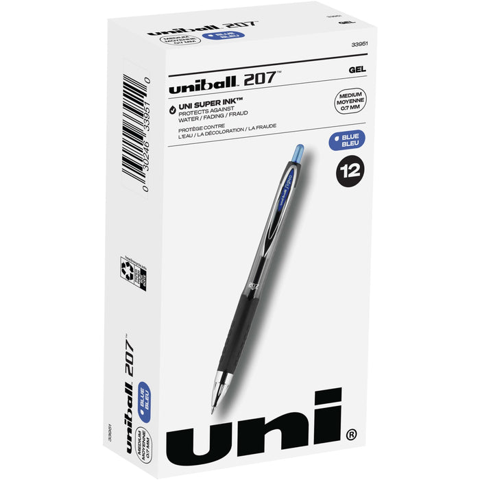 Mitsubishi Pencil Uni-Ball 207 Blue Medium Point Retractable Gel Pen 24 Ct