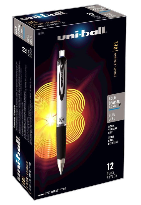 Mitsubishi Pencil Uni-Ball 207 RT Retractable Gel Pen Bold Point 1.0mm Blue Ink 12 Count