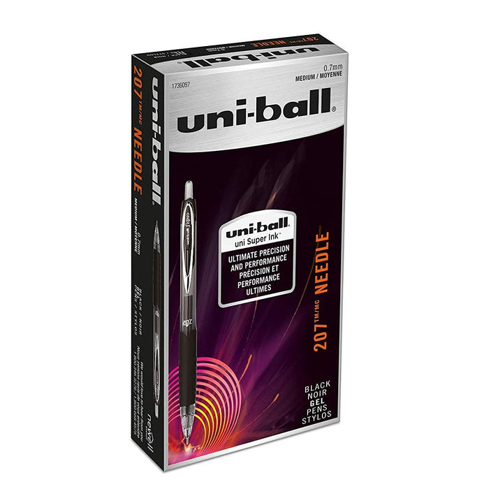 三菱铅笔 Uni-Ball 207 中号笔尖 0.7 毫米黑色伸缩凝胶笔 24 支