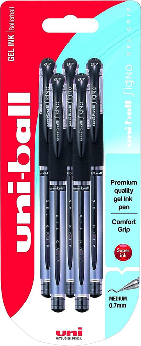 Mitsubishi Pencil Uni-Ball Signo Um151 Black Gel Ink Rollerball Pen Pack of 5