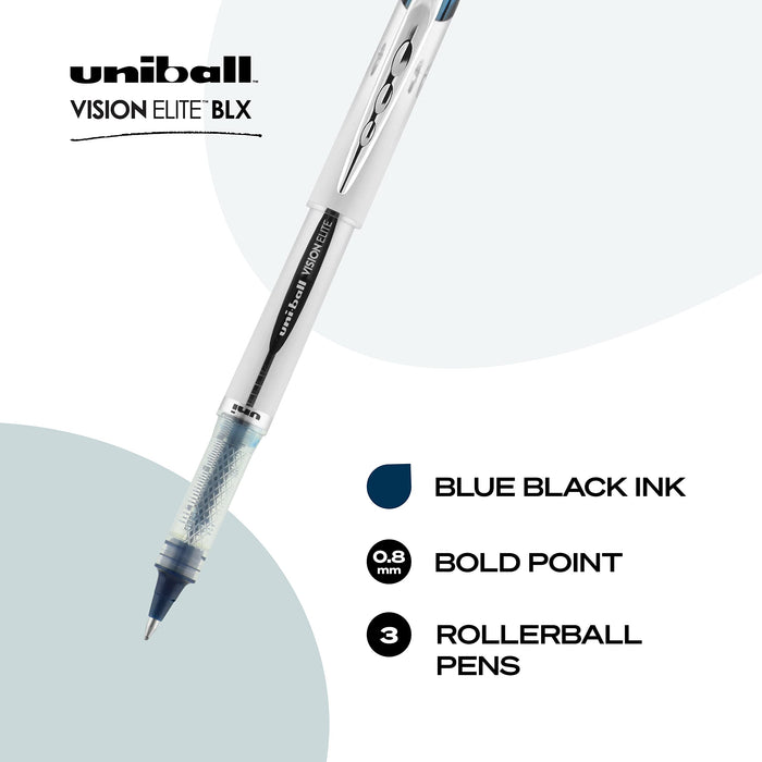 Mitsubishi Pencil Uni-Ball Vision Elite 3-Pack Rollerball Pen with BLX Infusion