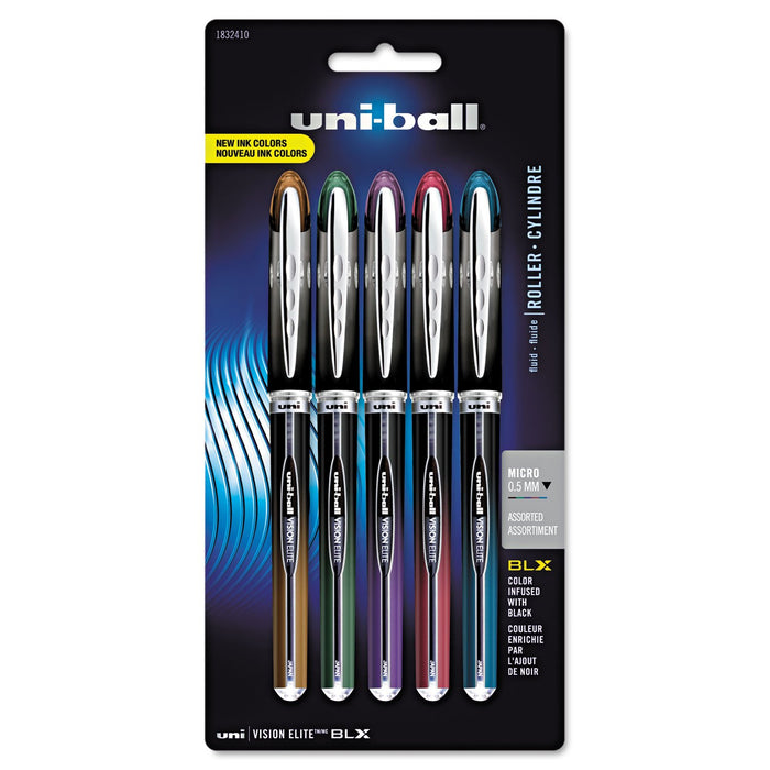 Mitsubishi Pencil Uni-Ball Vision Elite Blx Rollerball Pen 5mm Assorted 5pcs Set