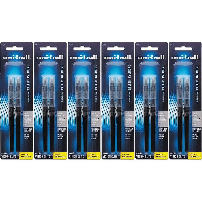 Mitsubishi Pencil Uni-Ball Vision Elite Bold Nib 0.8mm Refill 6 Pack Black Ink