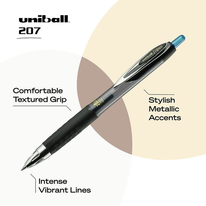 三菱鉛筆 Uniball 207 中性筆黑色中型筆 0.7 毫米可伸縮 12 支裝