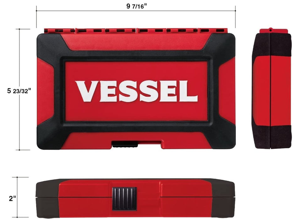 Vessel 16-Piece 3/8 Inch Sq Swivel Socket Wrench Set - HRW3005MSW - Non-Slip Wood Handle