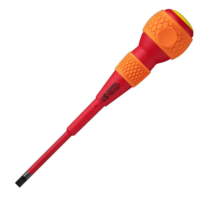 Vessel Ball Grip Insulated Screwdriver 6 x 1.0x100 Electric Shock Prevention VDE Standard