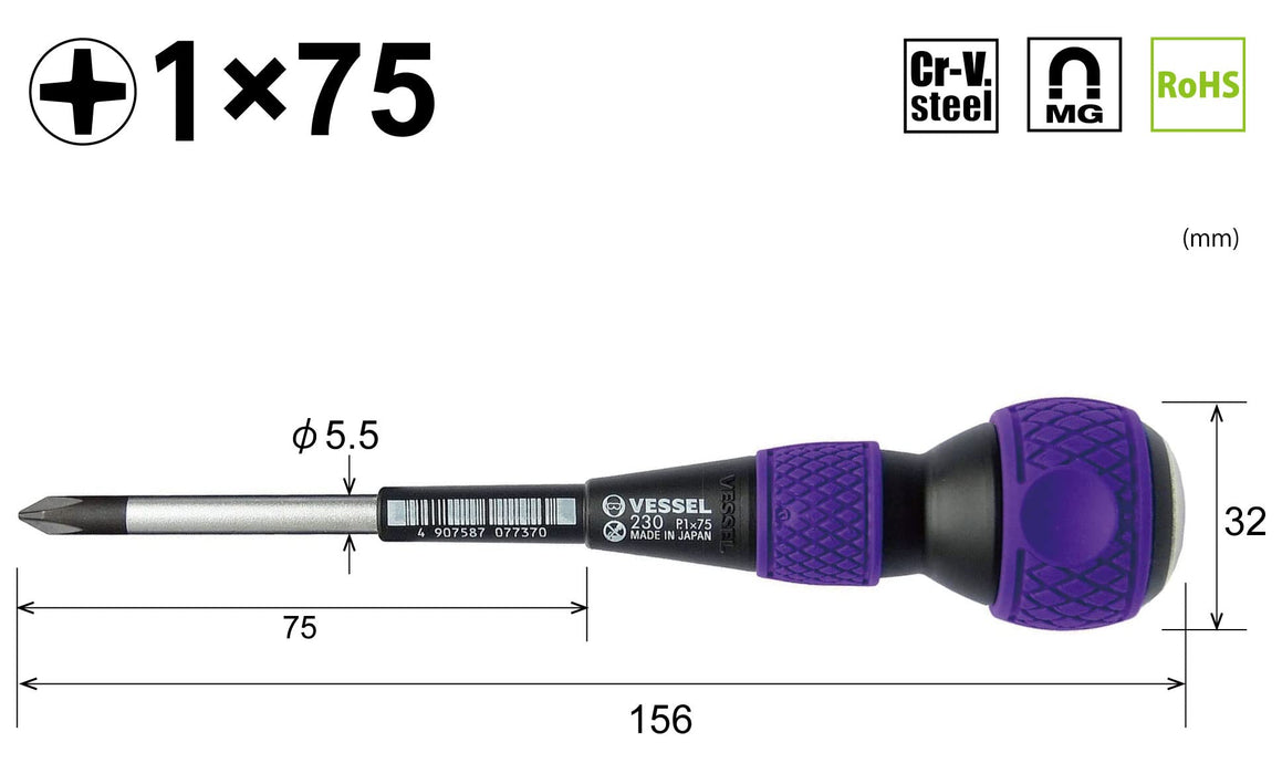 容器球形握把穿透驱动器 +1x75 230V 紧凑型工具