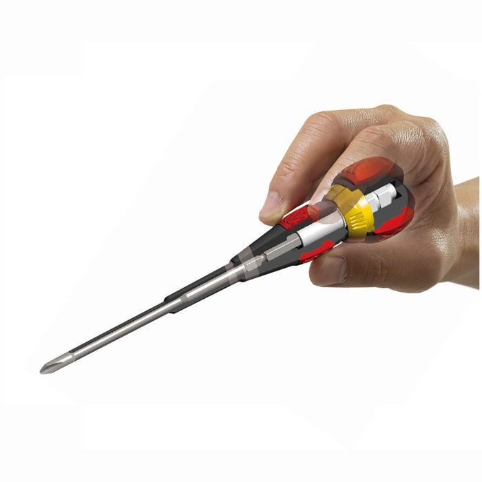 Vessel Brand Ball Grip Ratchet Screwdriver - 4 Inch (+2X100) Model