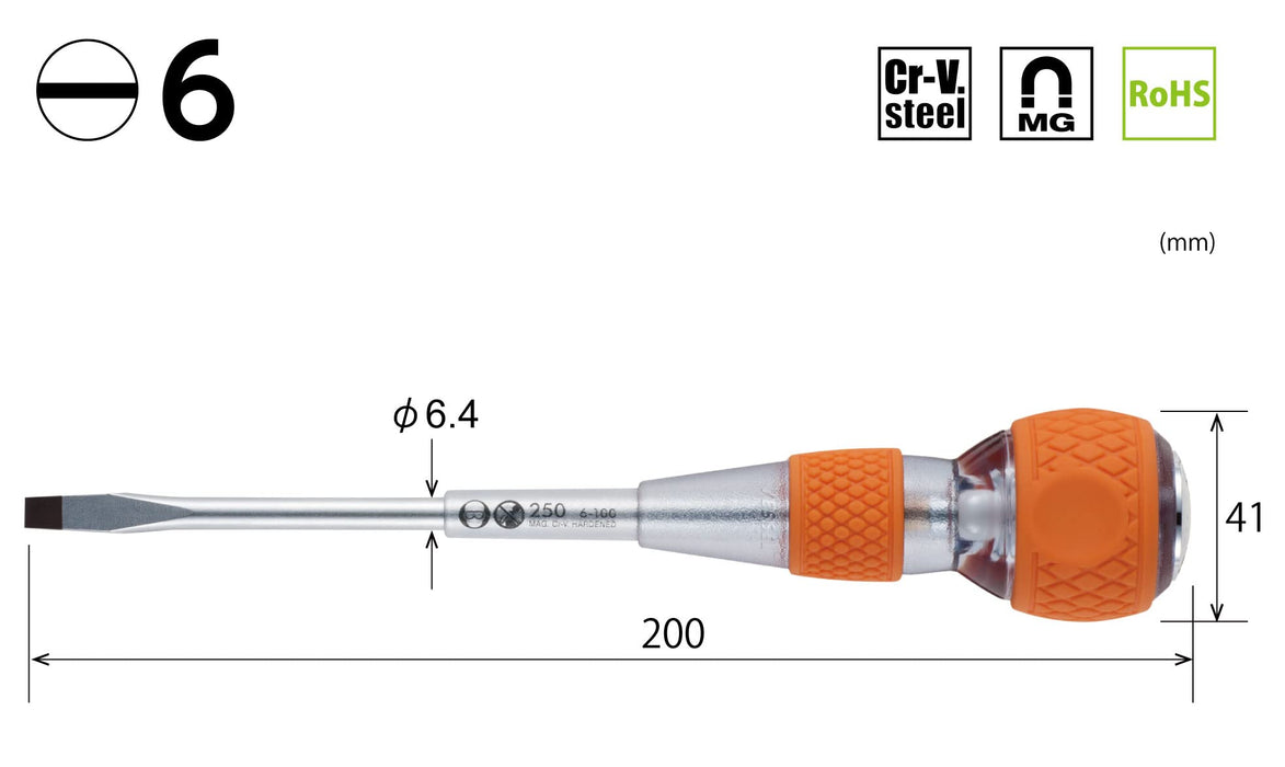 Vessel Ball Grip Penetration Driver Safety -6x100 250V Vessel Brand