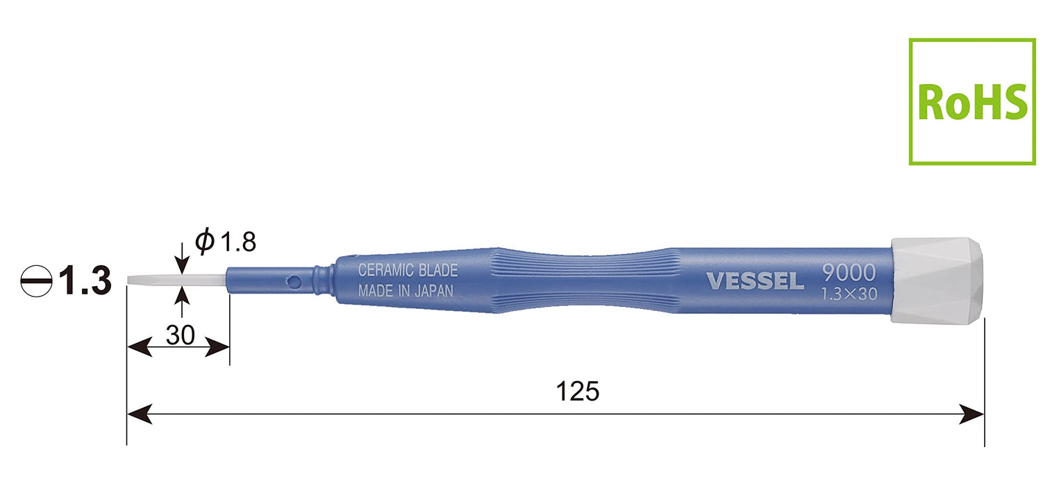 Vessel 陶瓷調整螺絲起子 1.3x30 9000 - Vessel 出品的高品質精密工具