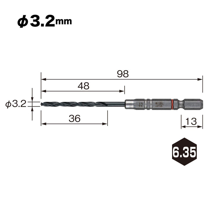 Vessel 3.2mm AMD-3.2 Cushion Drill Bit for Ironwork and Metalwork