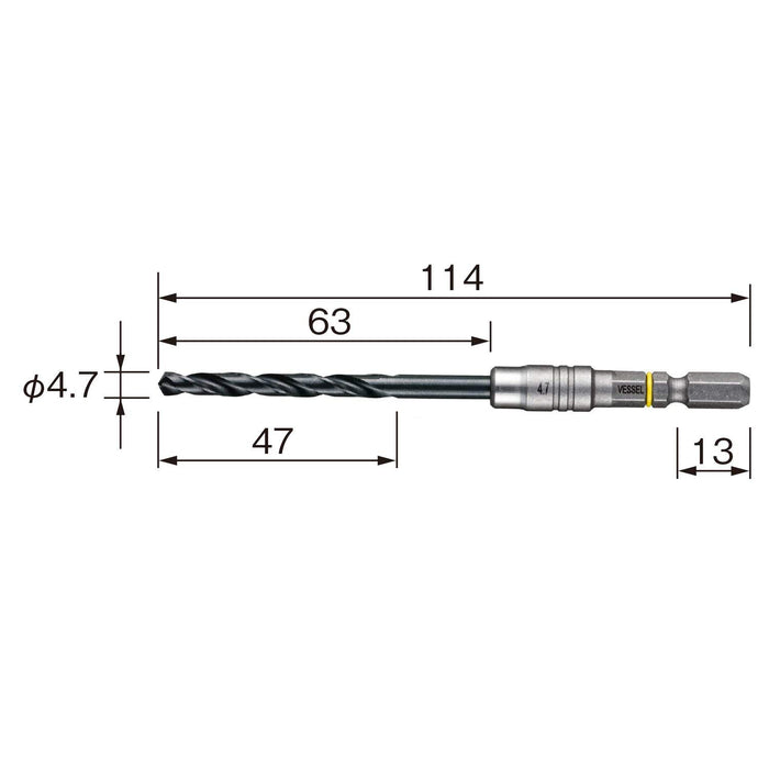 Vessel 4.7mm Cushion Drill Bit for Ironwork and Metalwork - AMD-4.7