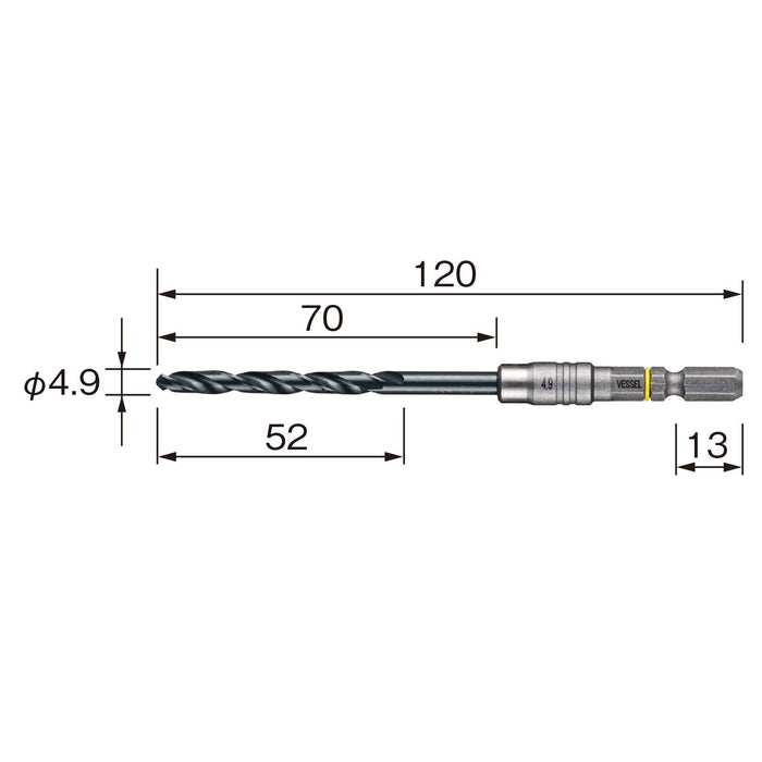 Vessel Cushion Drill 4.9mm AMD-4.9 for Ironwork & Metalwork