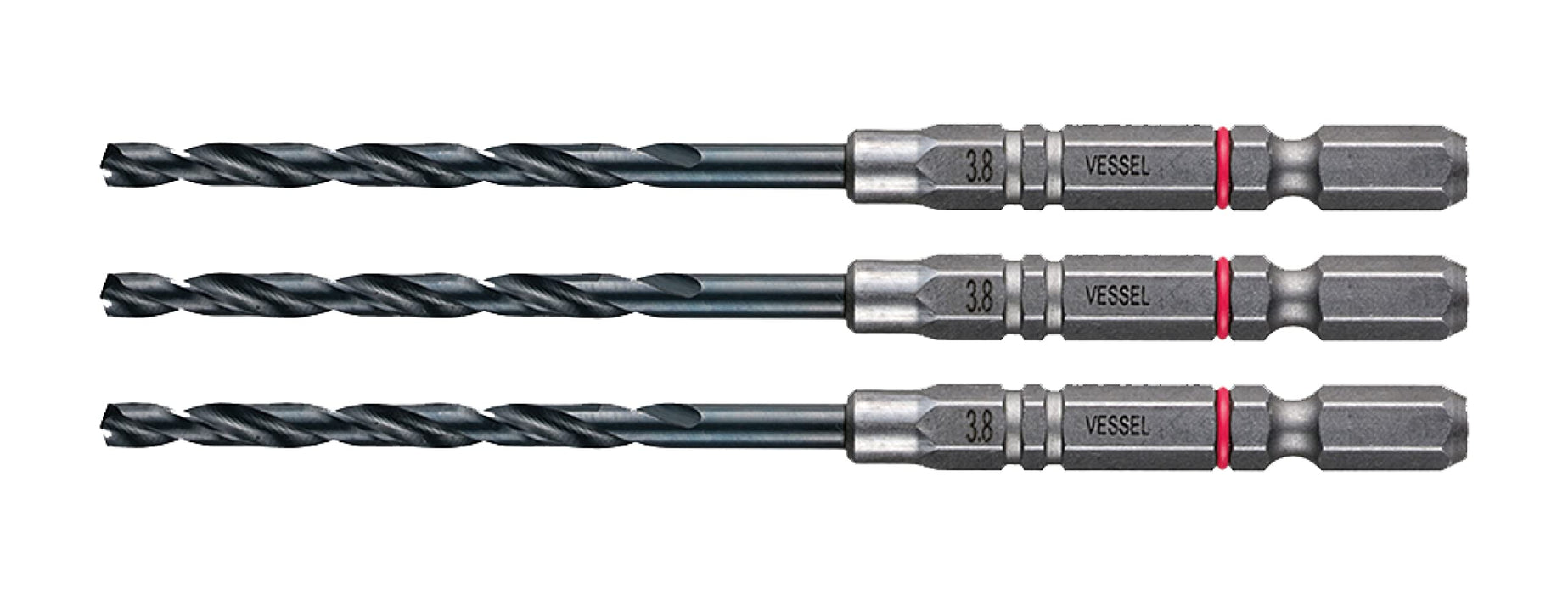 Vessel 3-Piece Cushion Drill Bit Set for Ironwork 3.8mm - AMD3S-3.8 Vessel